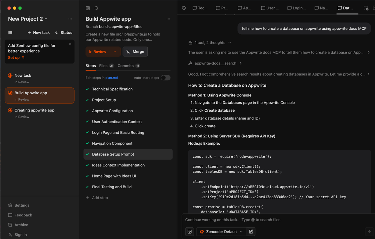 Search for portfolio site in Appwrite project