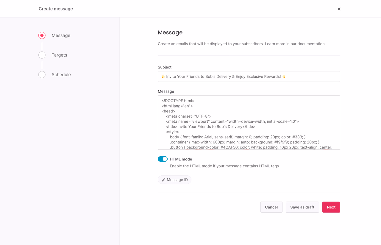 Create email message