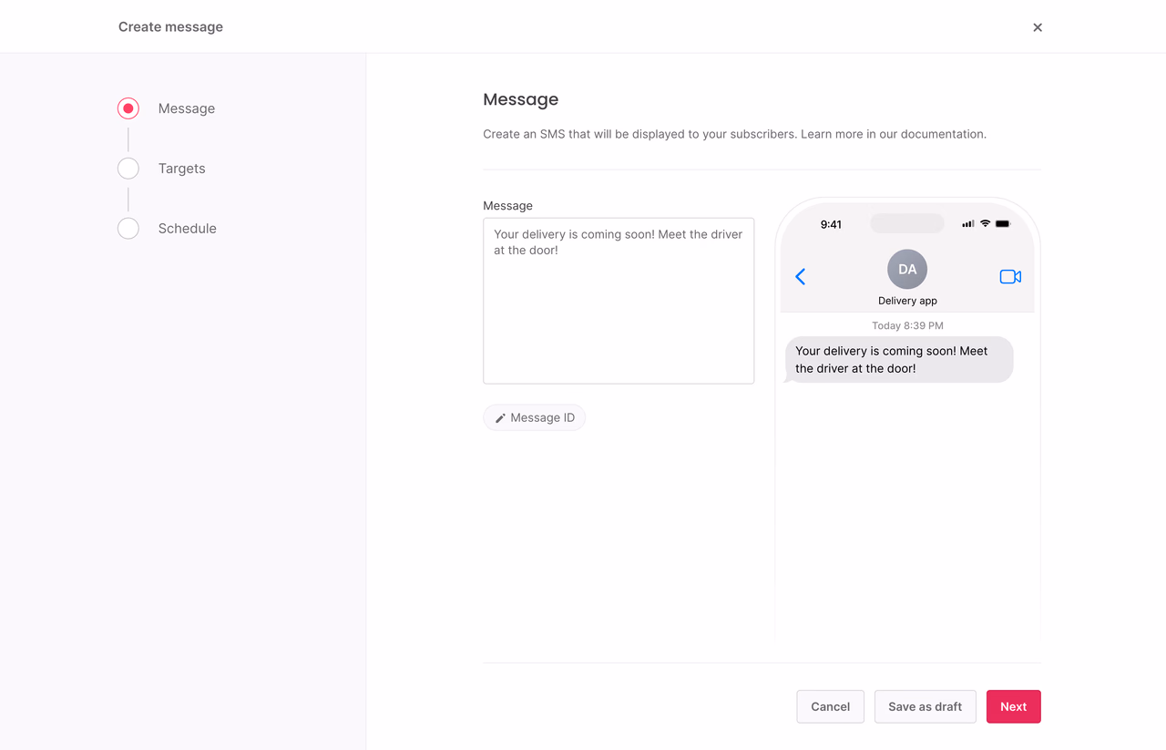 Create an SMS message