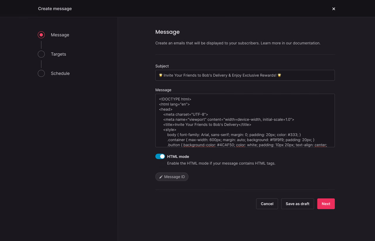 Create email message