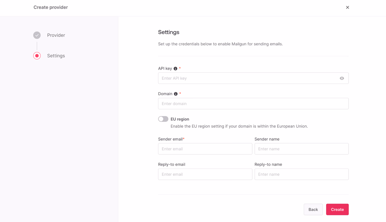 Configure SMTP provider