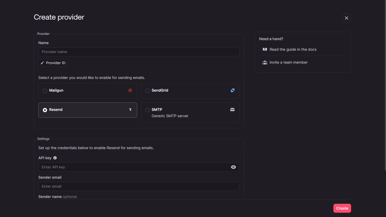 Add a Resend provider
