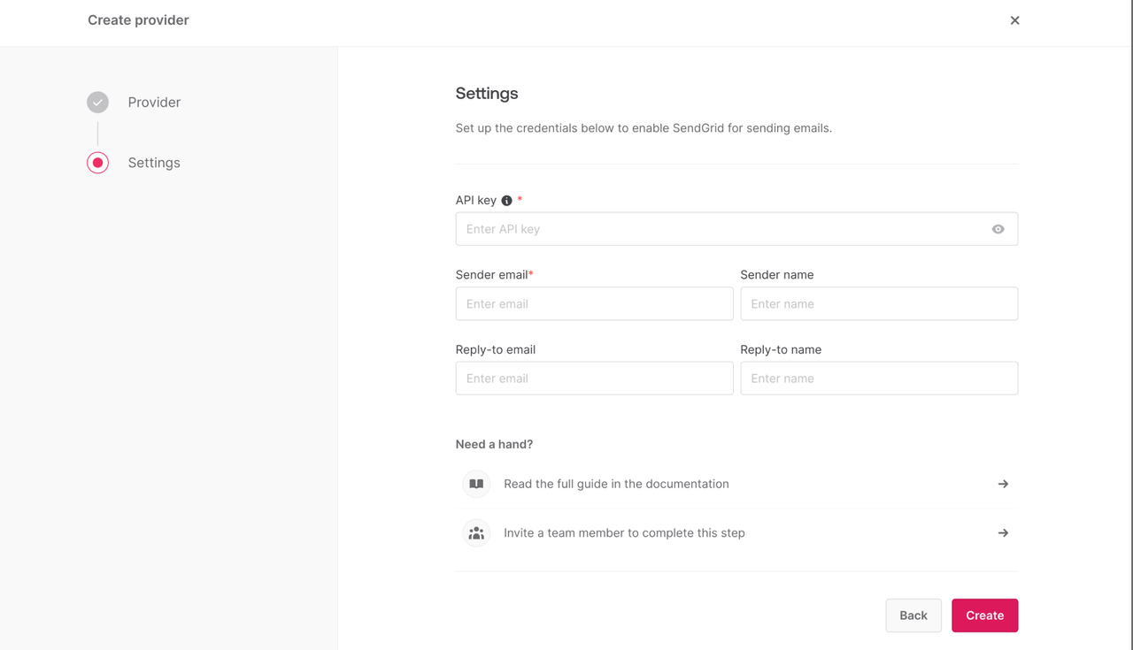 Configure SMTP provider