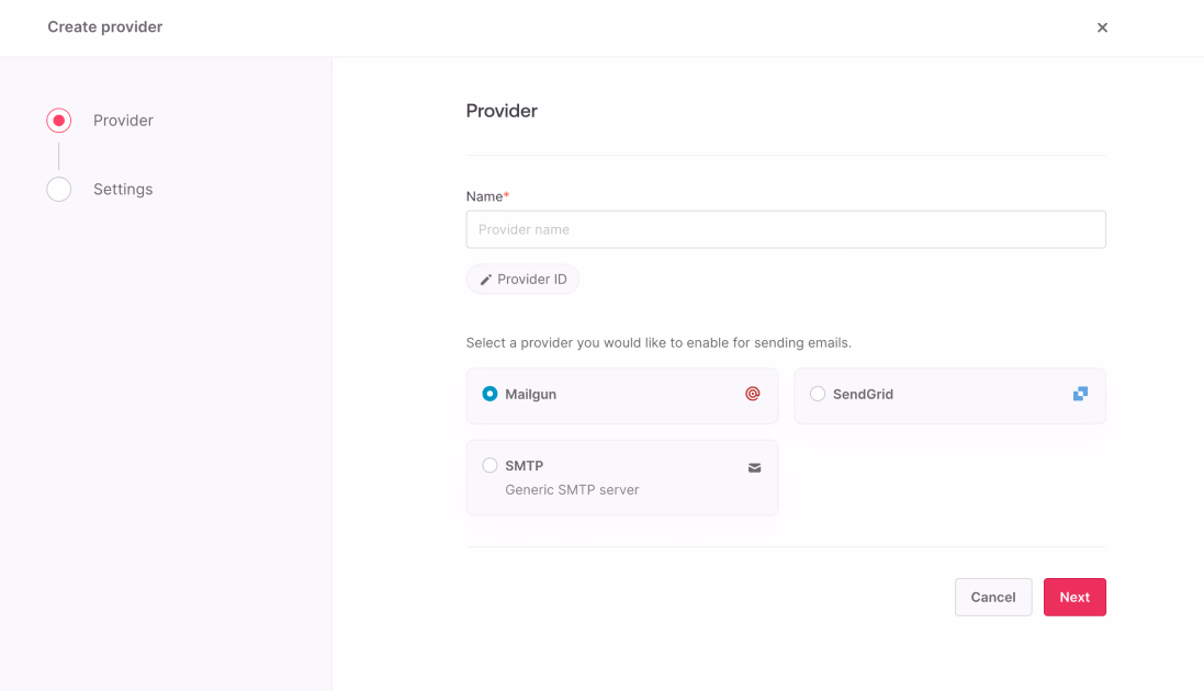 Add a SMTP provider