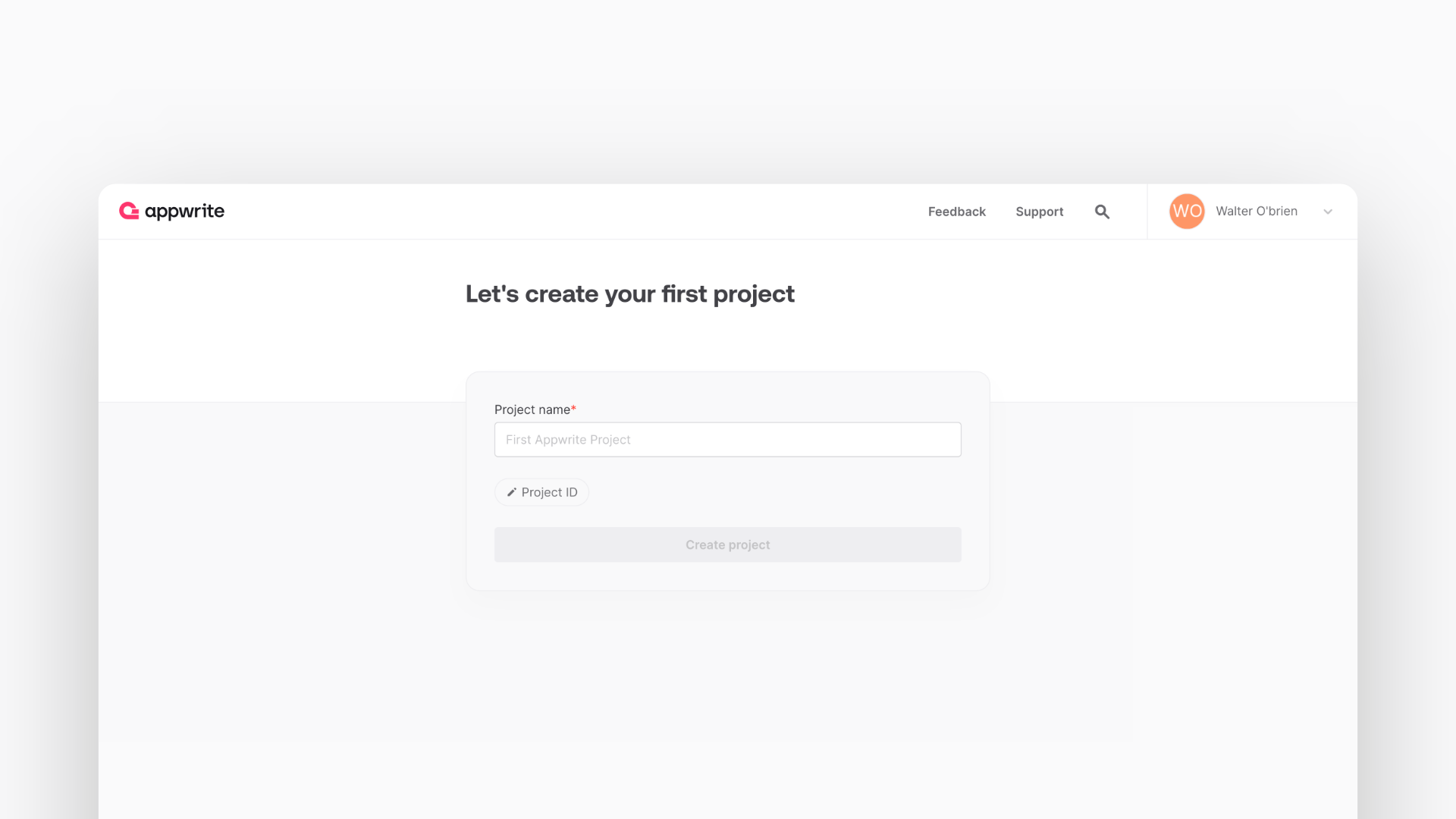 Create project screen