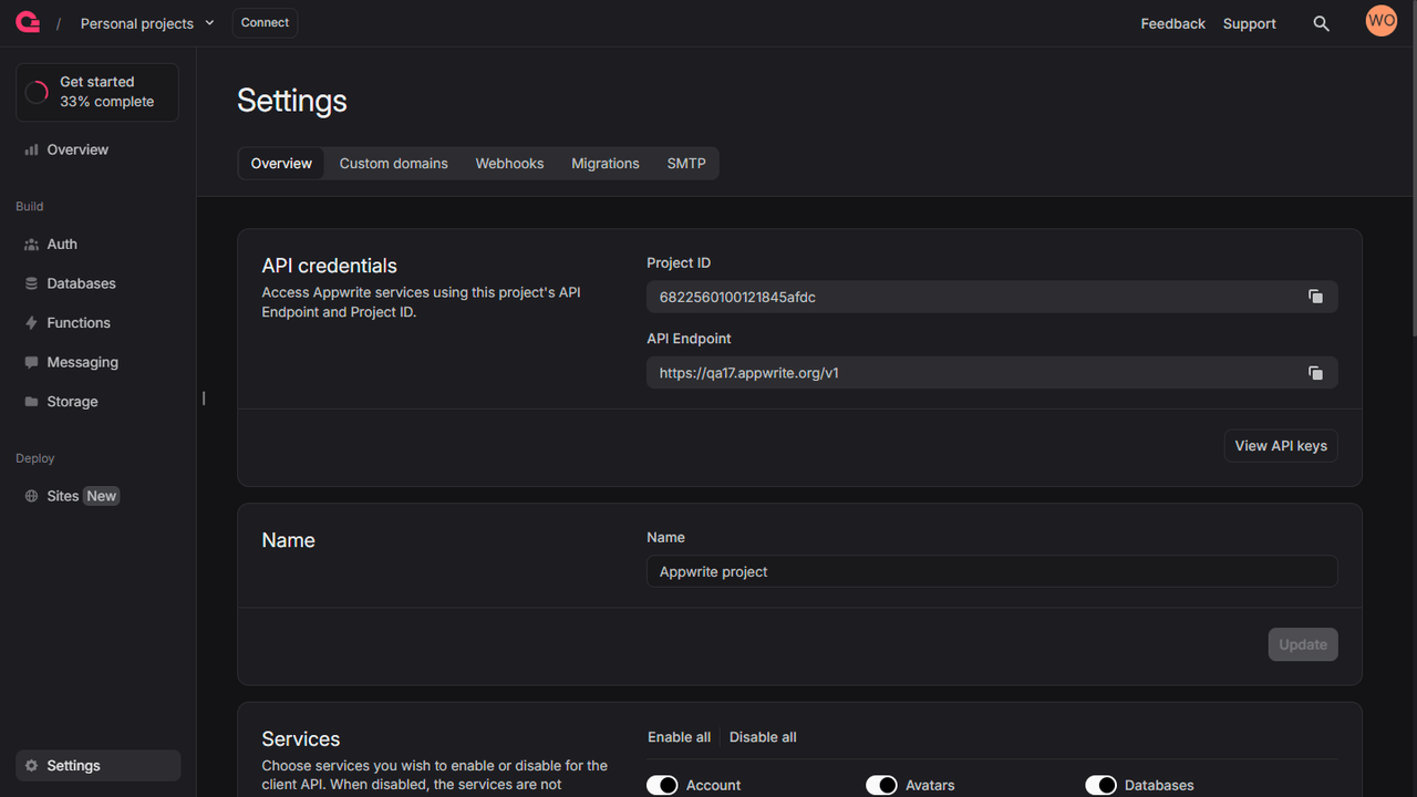 API Reference Docs Appwrite