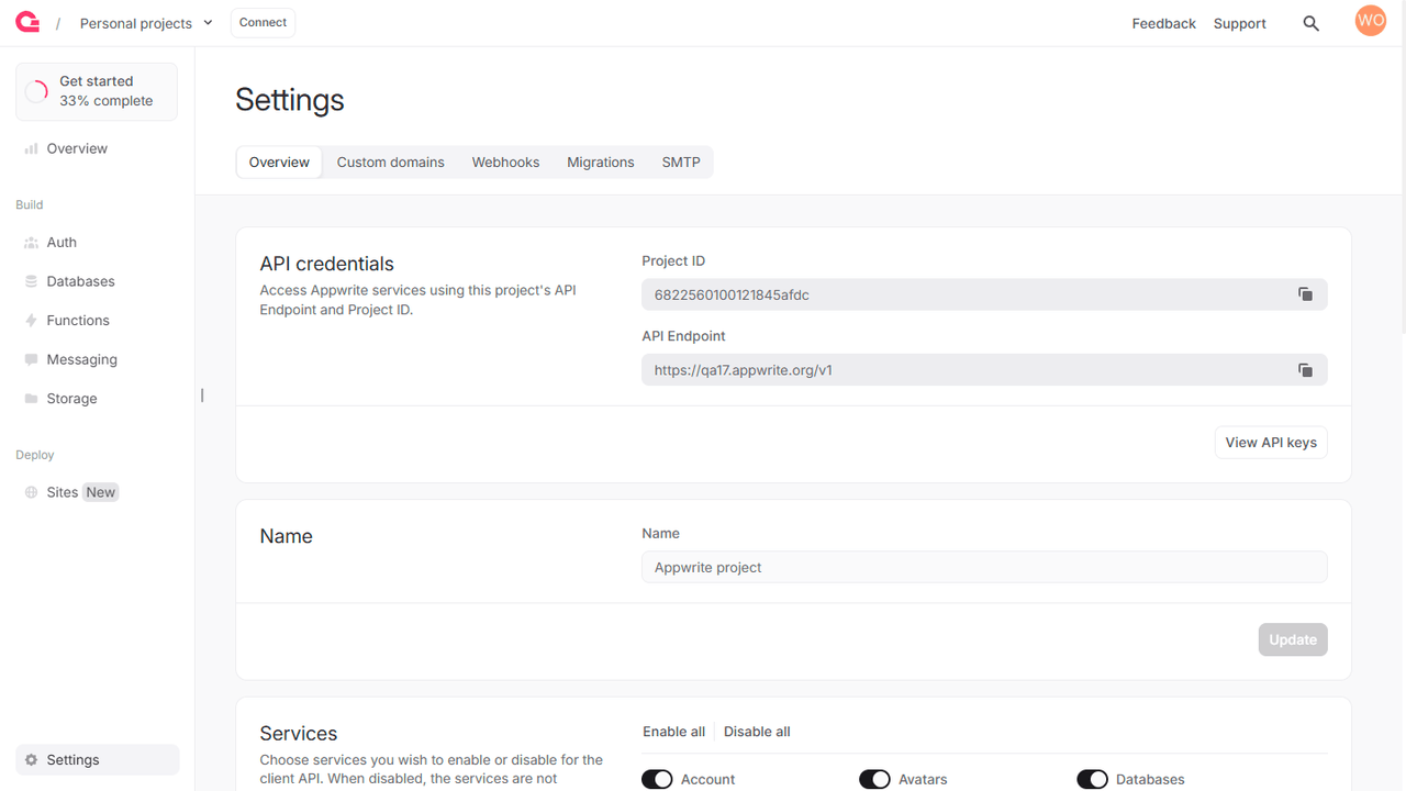 API Reference Docs Appwrite