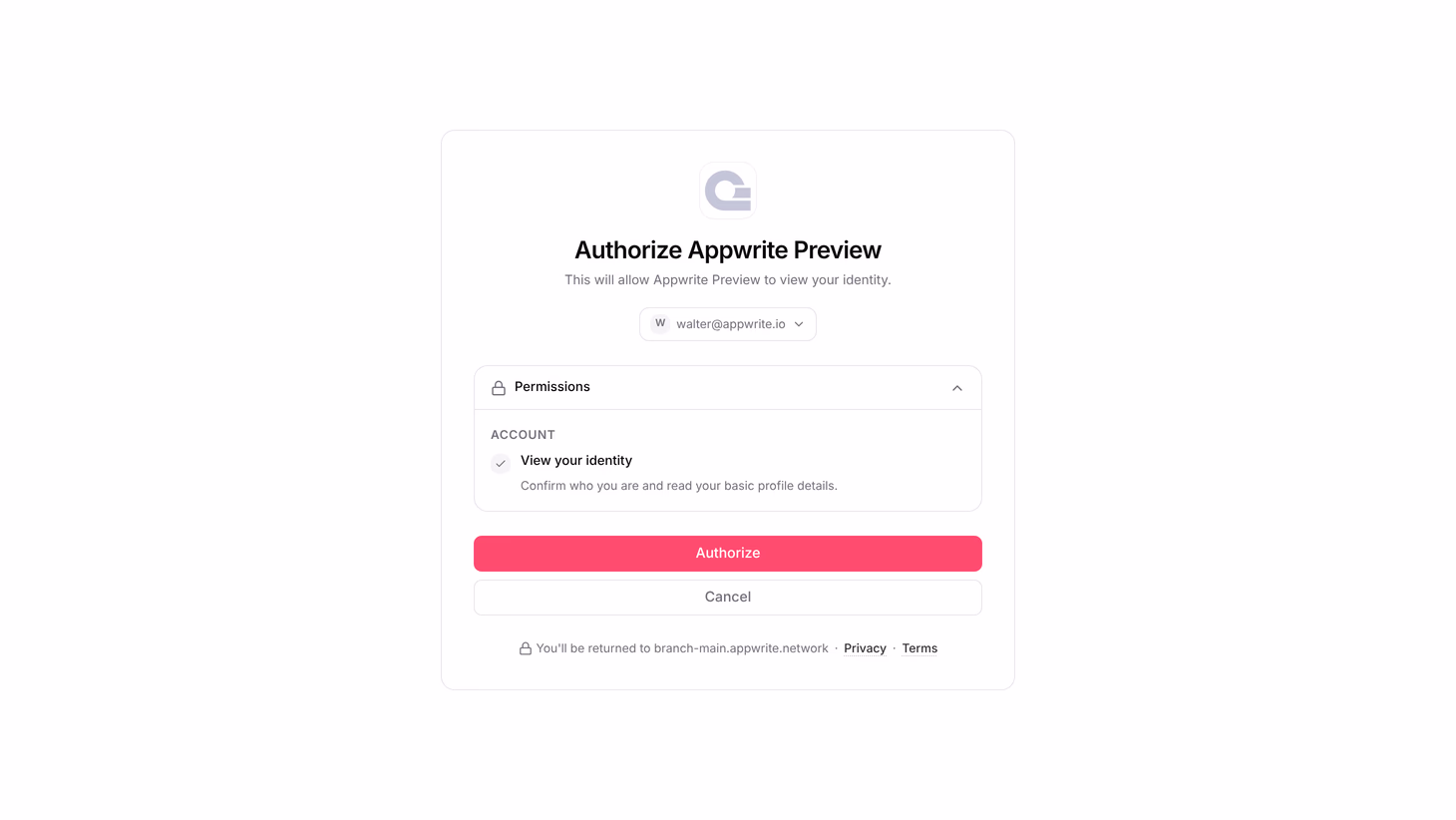 Authorize Appwrite Preview