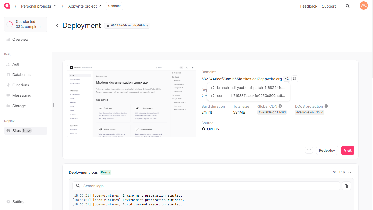 Branch and commit URLs