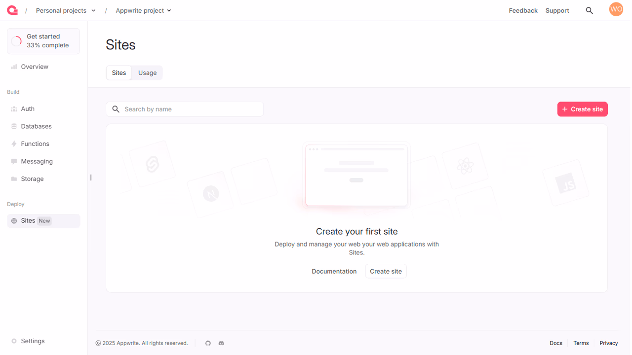 Create first site
