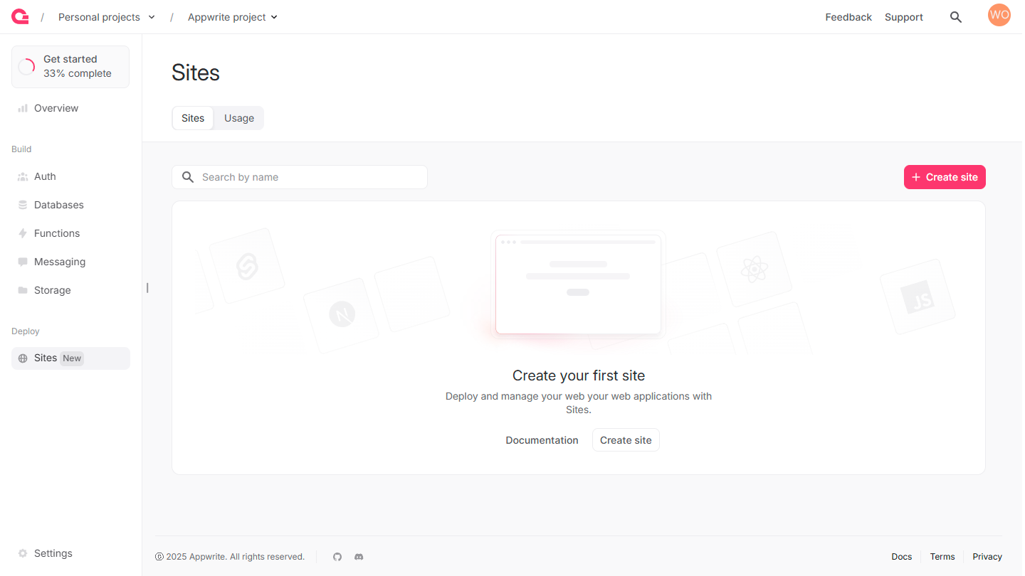 Create first site