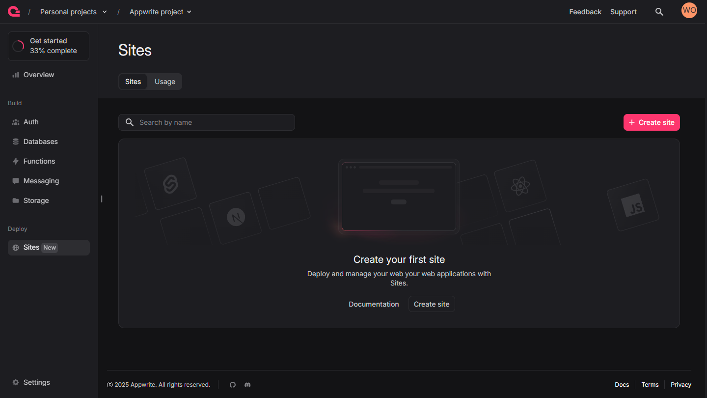 Create first site