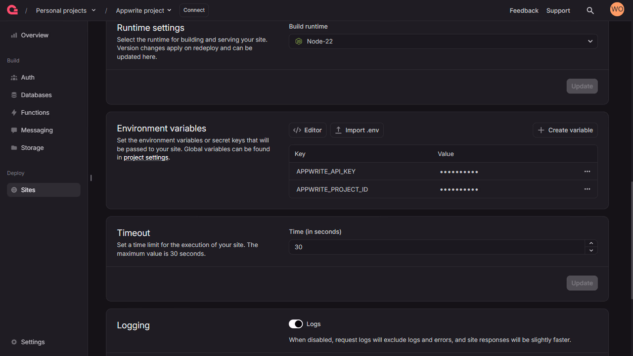 Environment variables