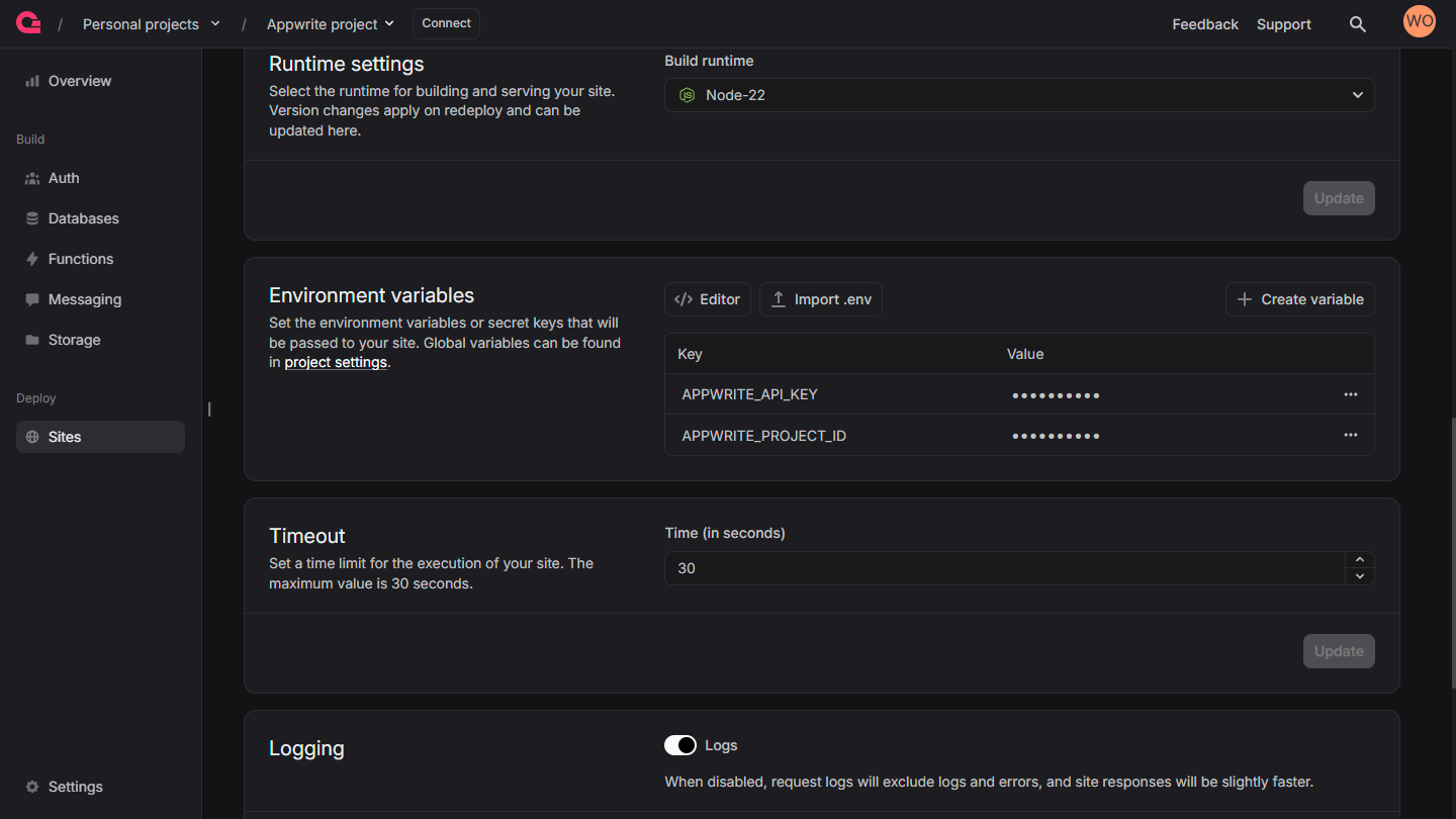 Environment variables