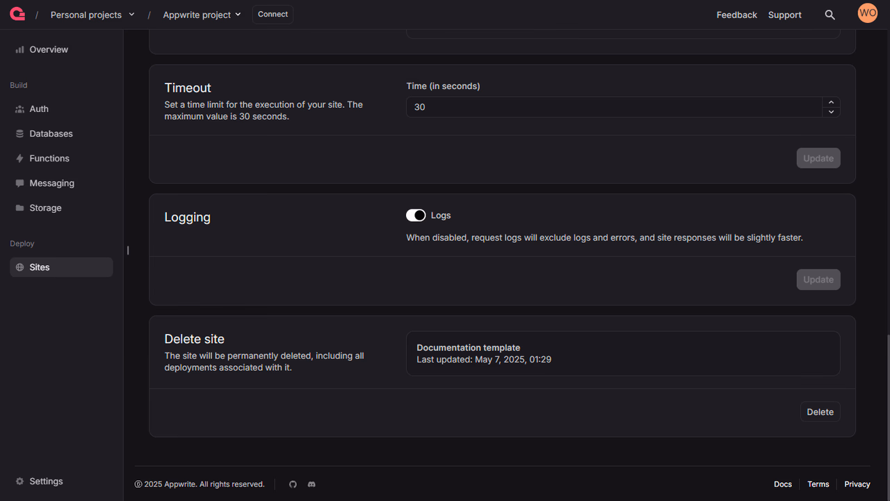 Logging settings