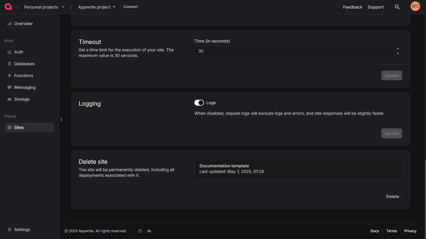 Logging settings