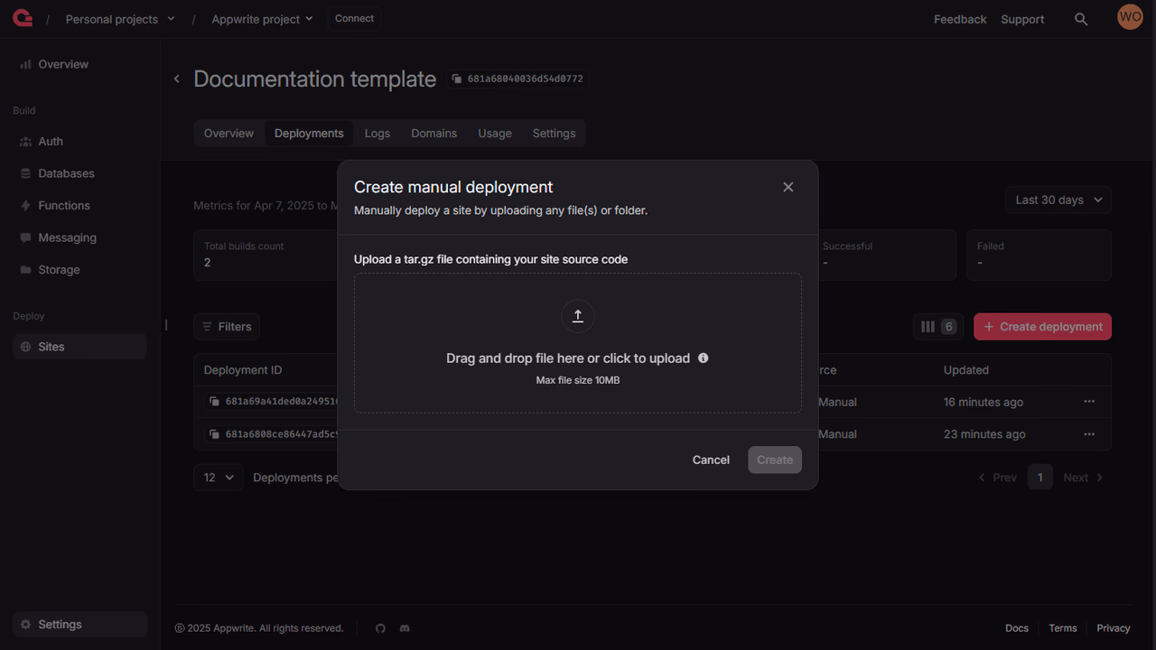 Manual deployment