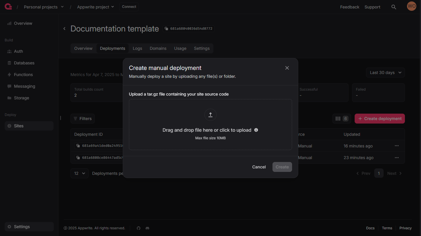 Manual deployment