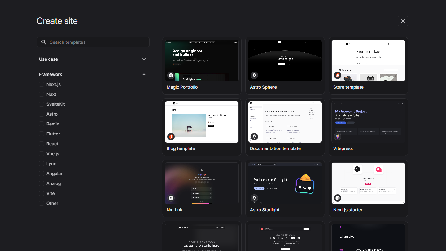 Site templates