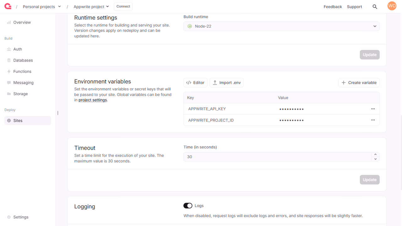 Environment variables