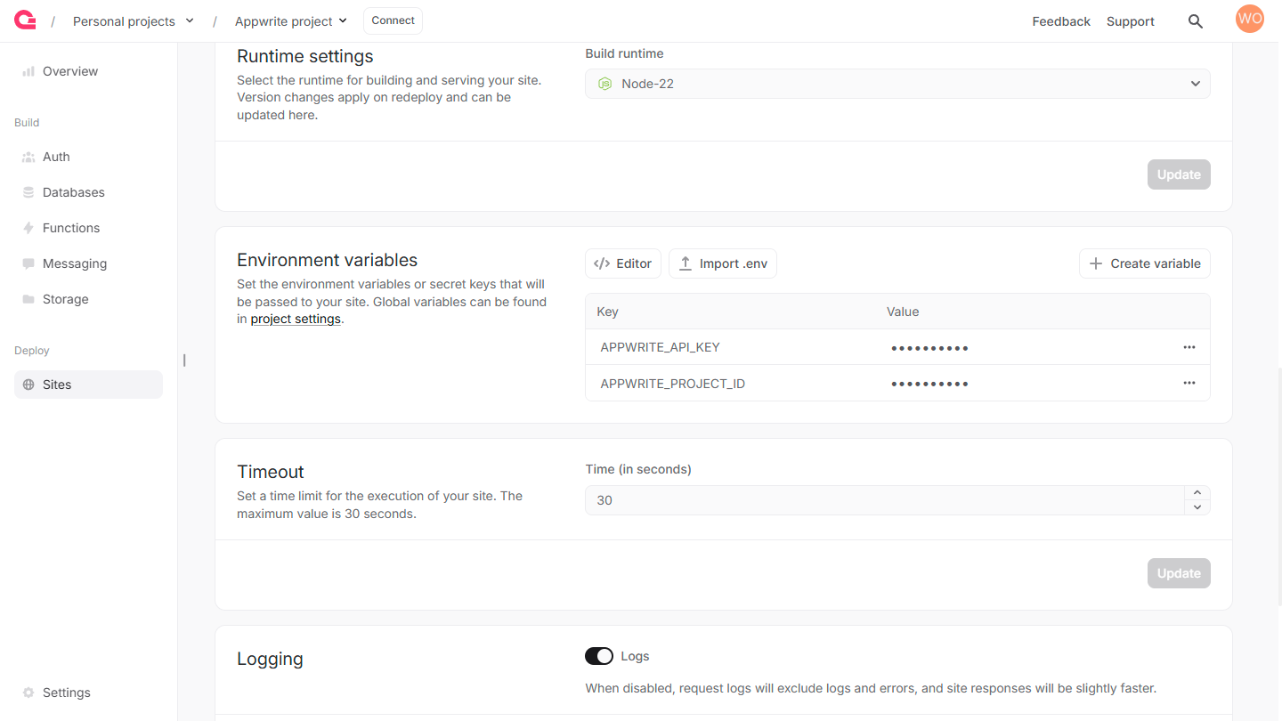 Environment variables