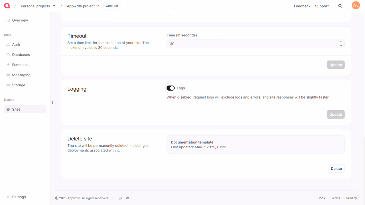 Logging settings