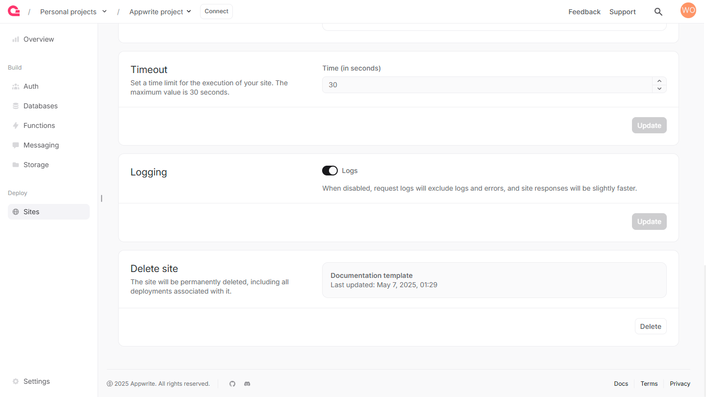 Logging settings