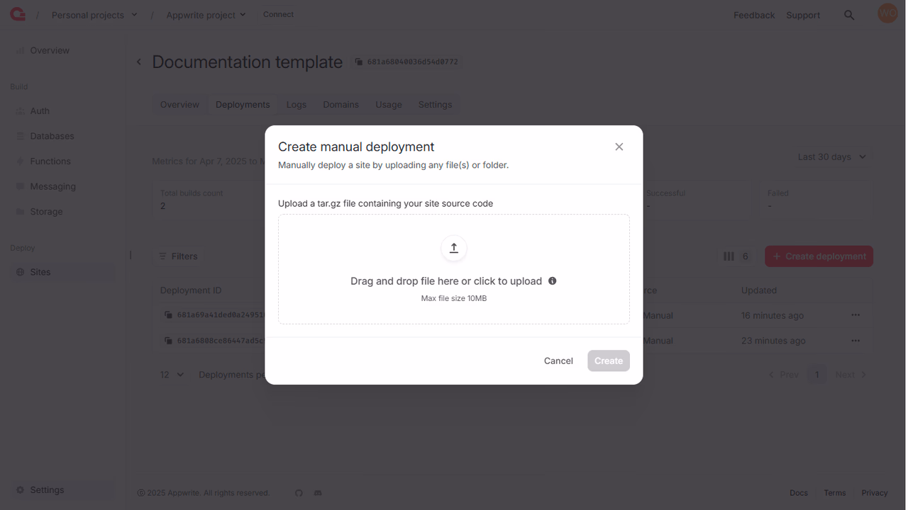 Manual deployment