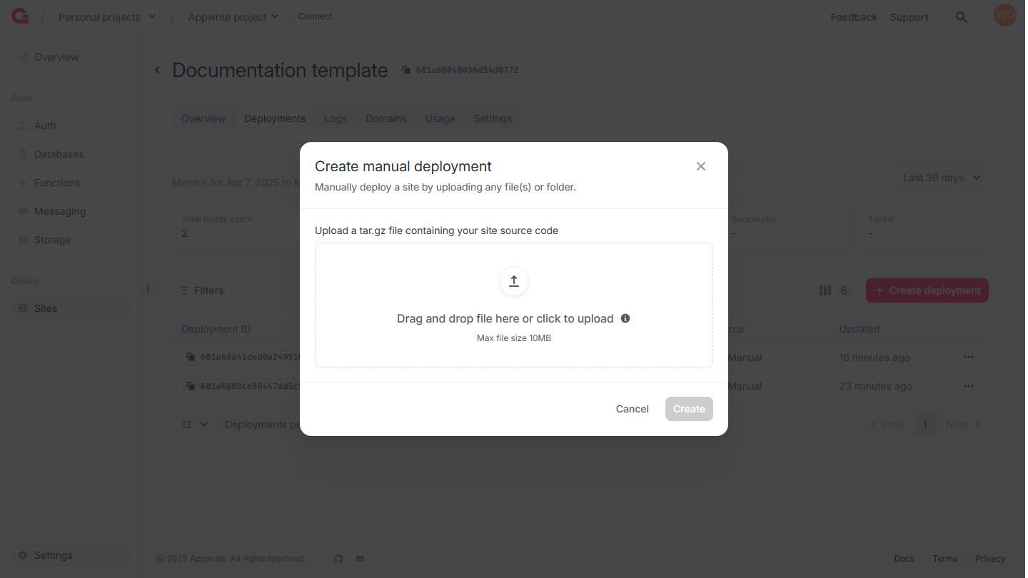 Manual deployment