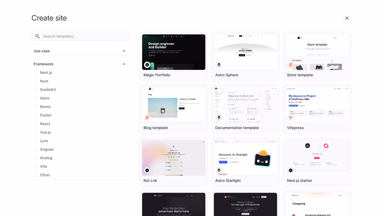 Site templates