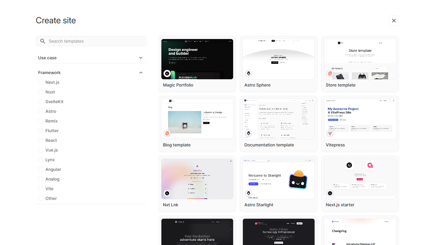 Site templates