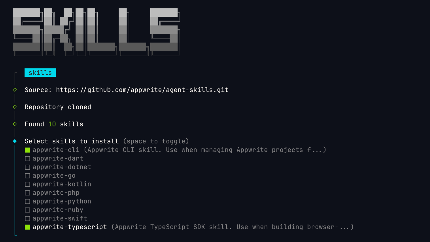 Skill selection prompt