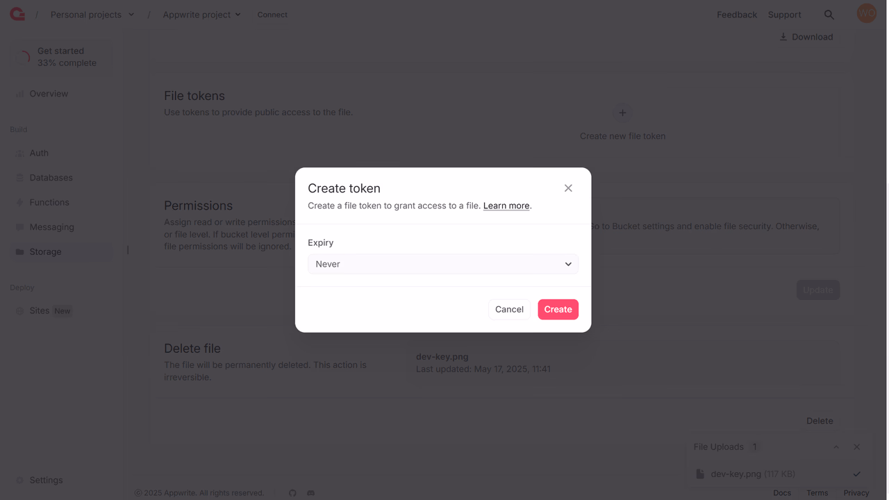 Create file token