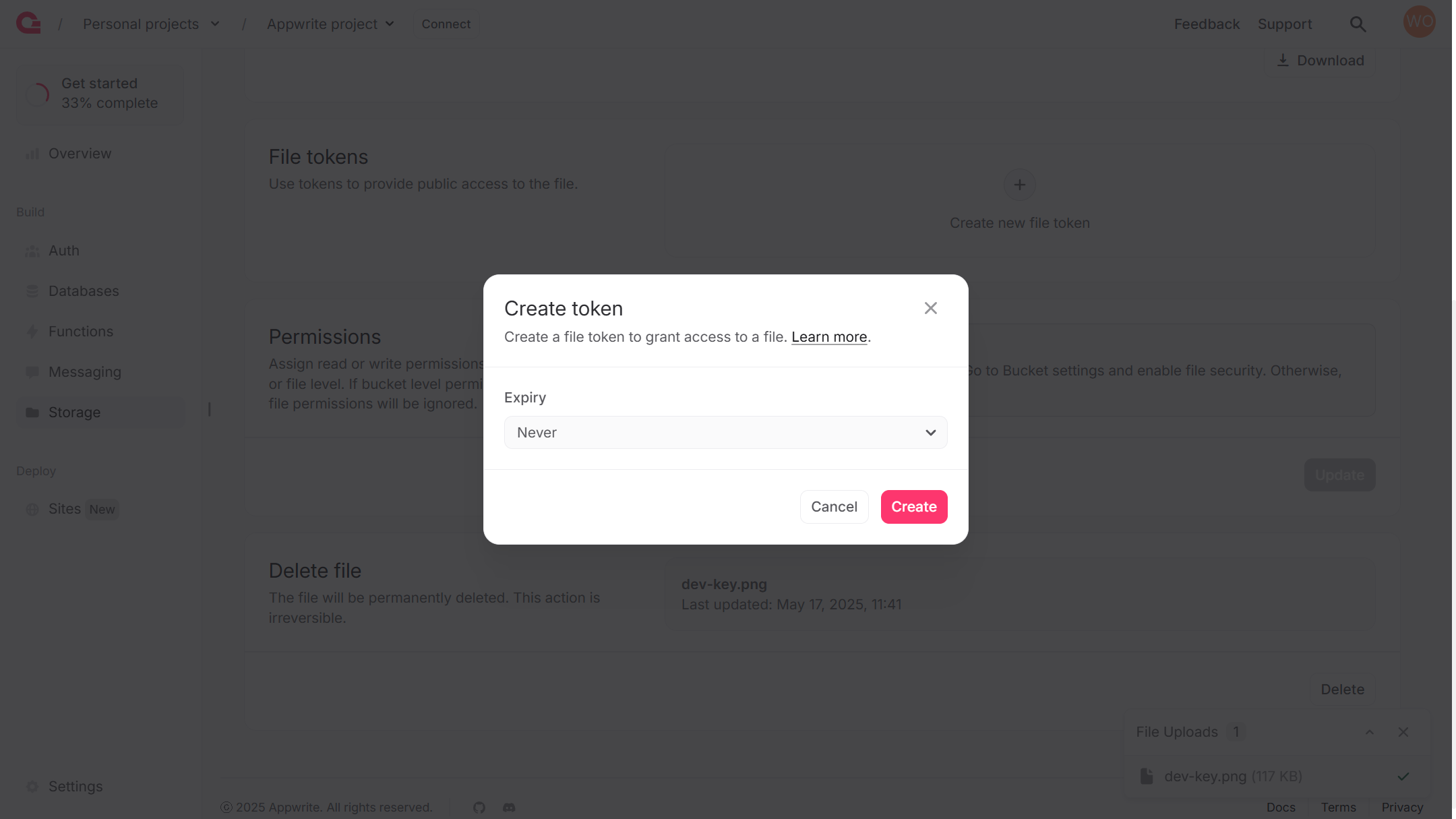 Create file token