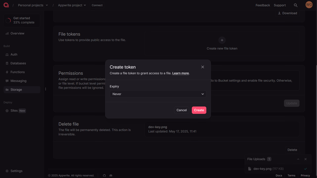 Create file token