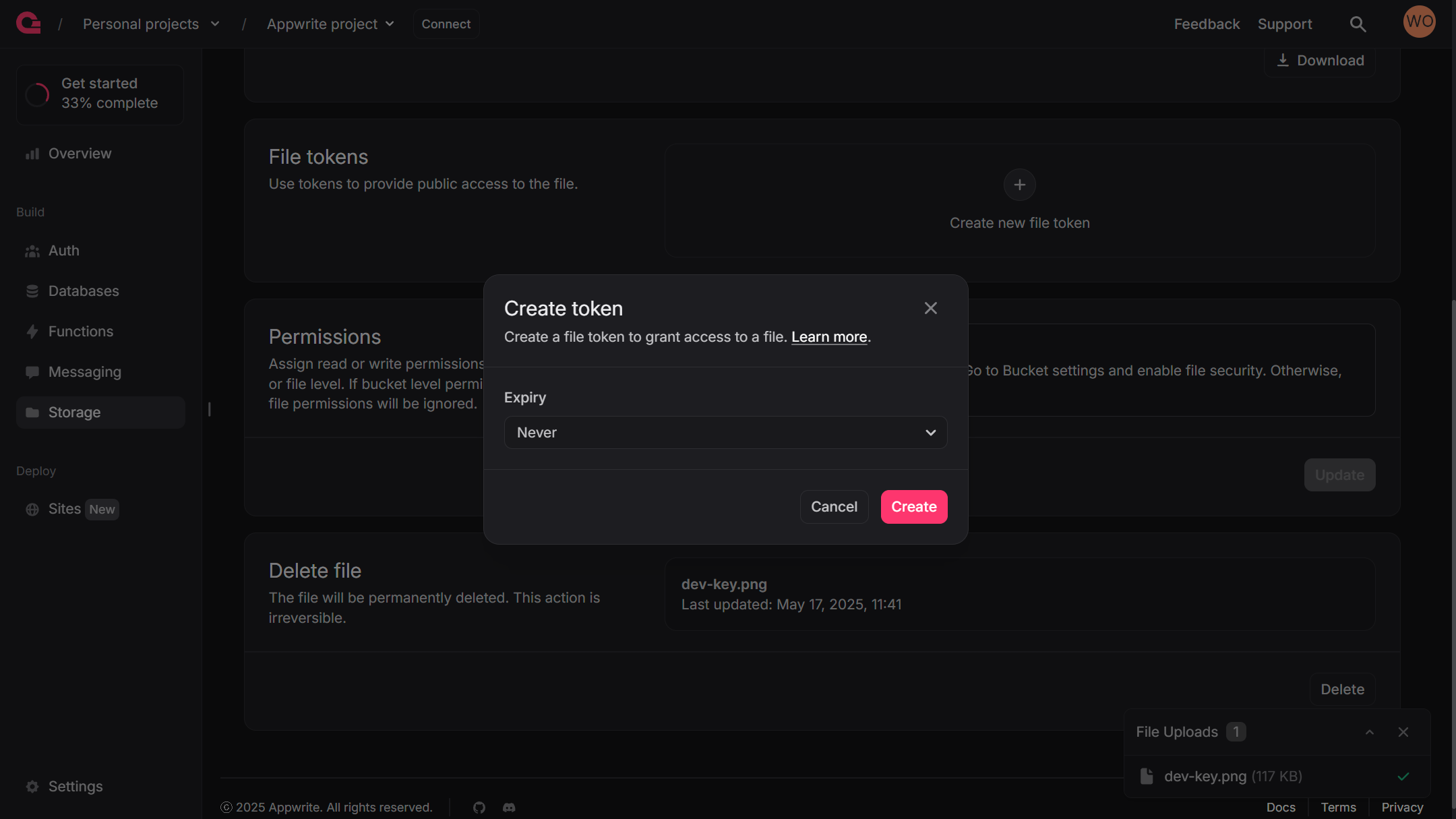 Create file token