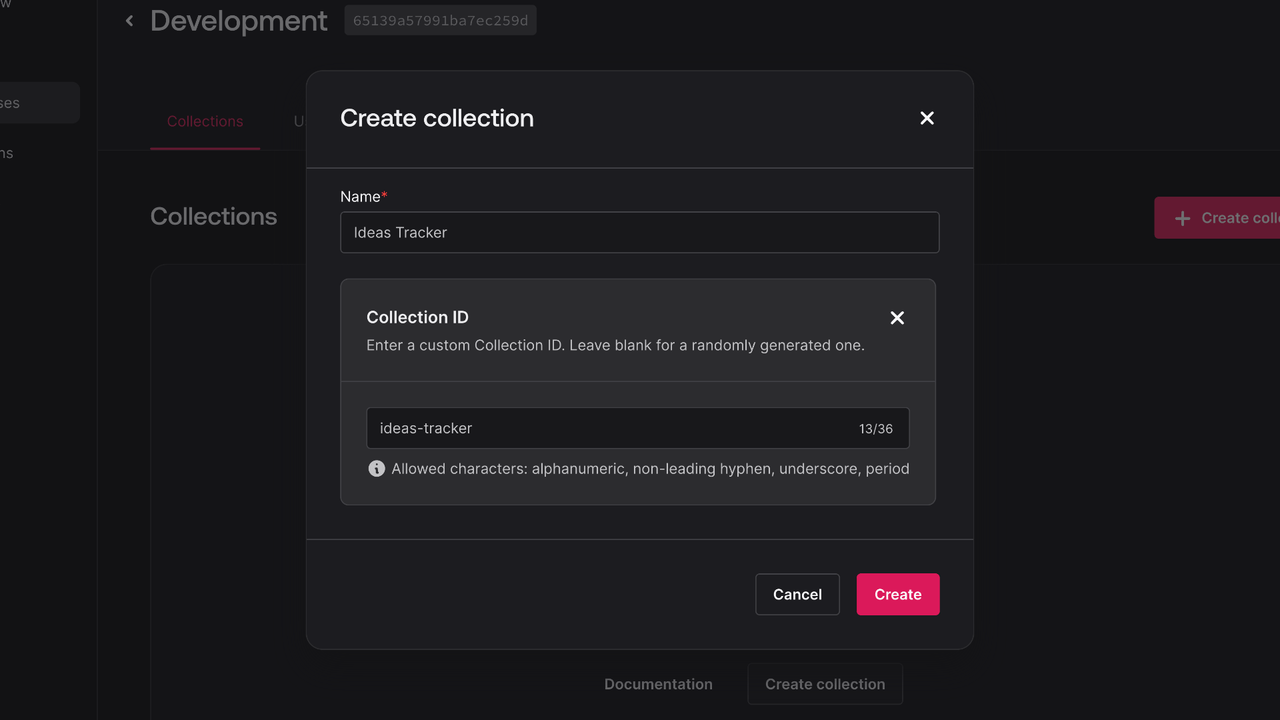 Create project screen