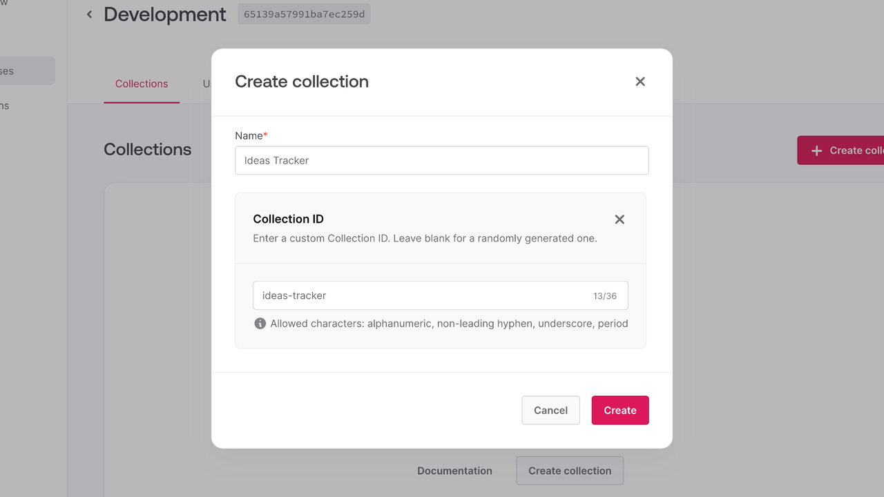 Create project screen