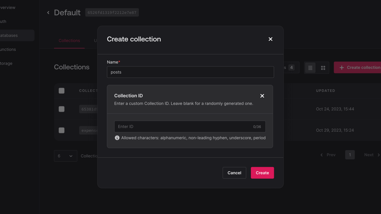 Create project screen