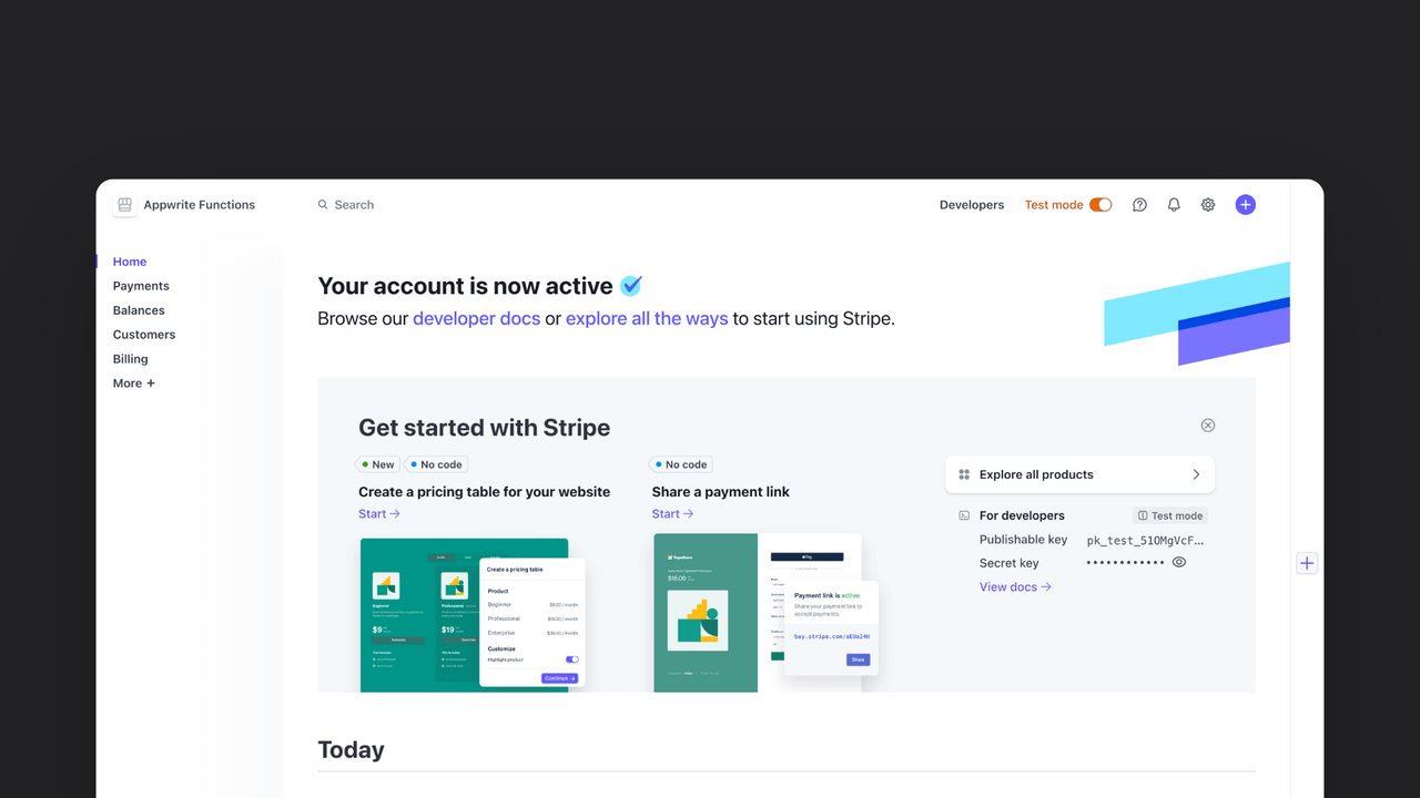 Stripe dashboard