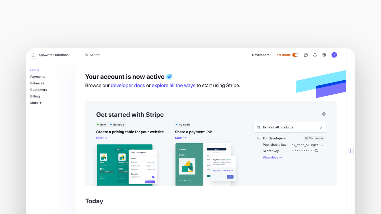 Stripe dashboard