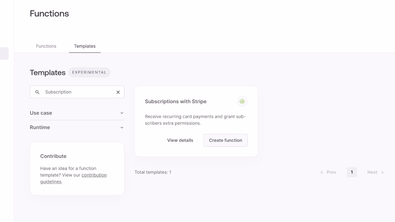 Project settings screen