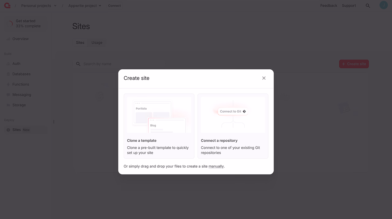 Create new site