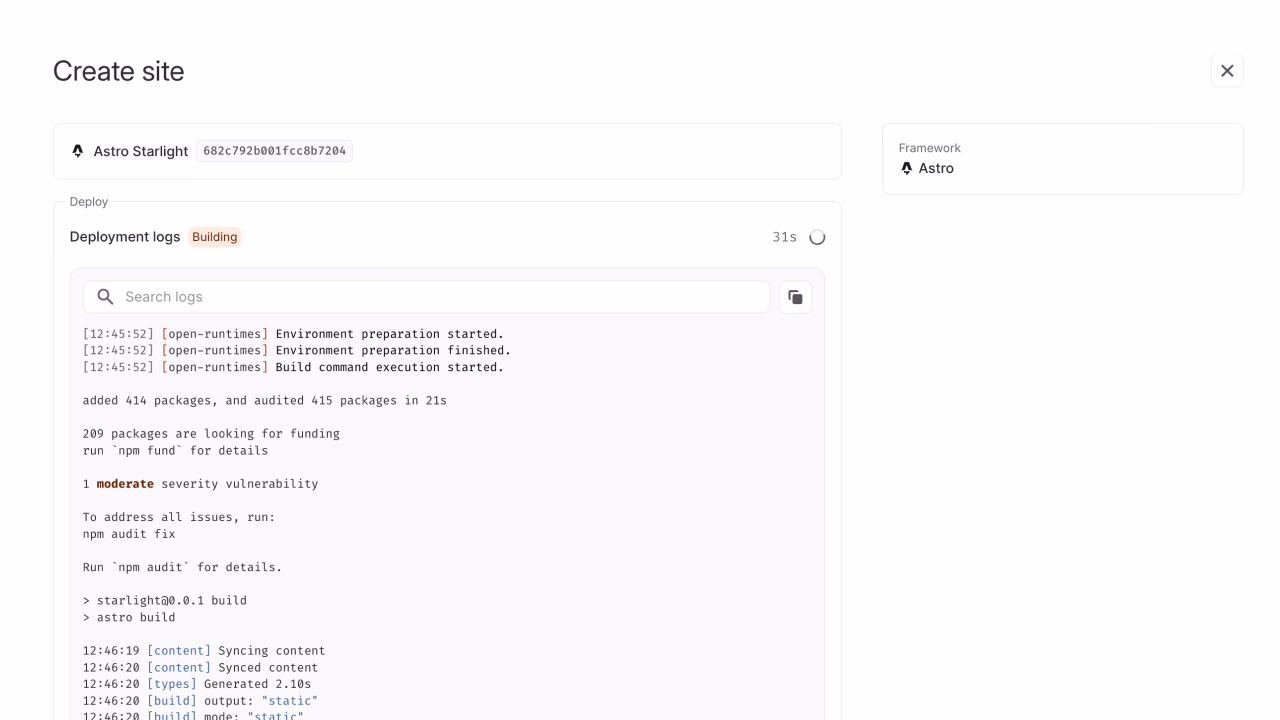 Configure site details