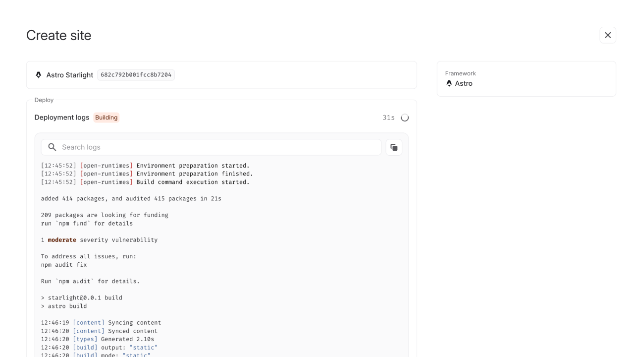 Configure site details