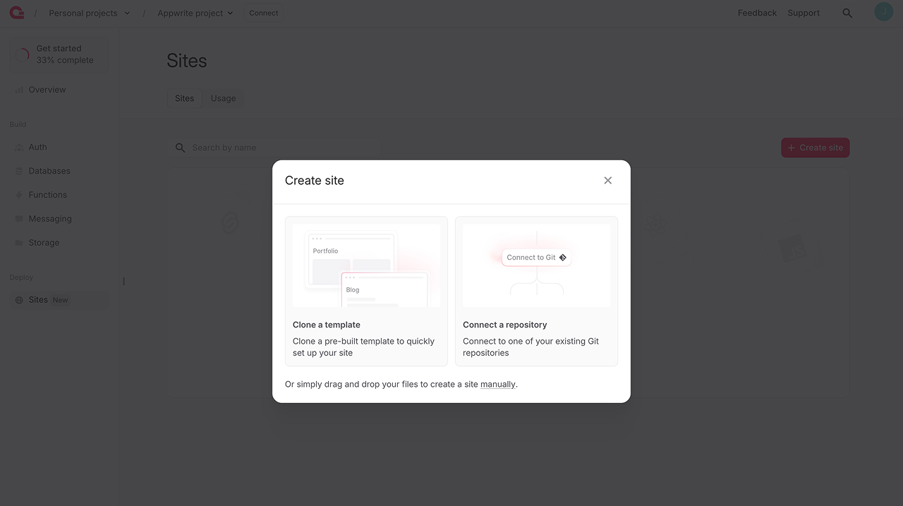 Create new site