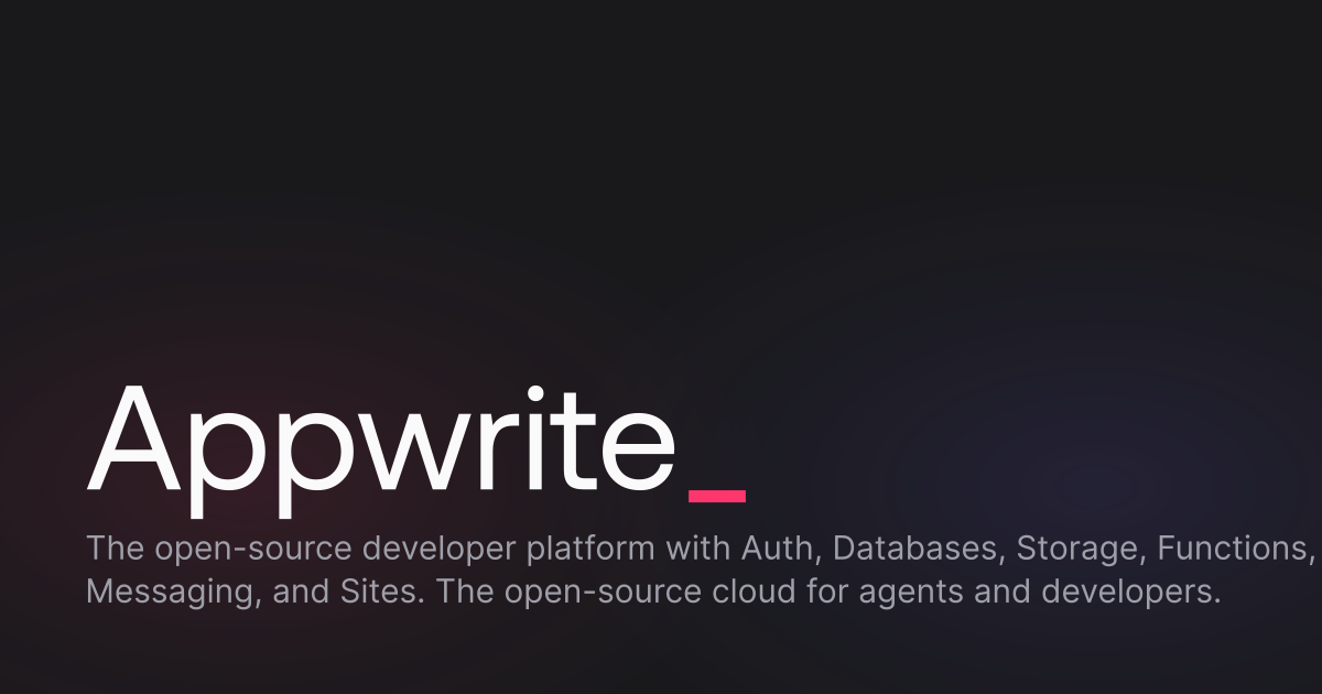 Appwrite: The Ultimate Open-Source, Self-Hosted Backend Platform. Deliver Web, Mobile, & AI Apps with Auth, Databases, Storage, & Functions. Build Fast, Scale Securely, Own Your Stack.